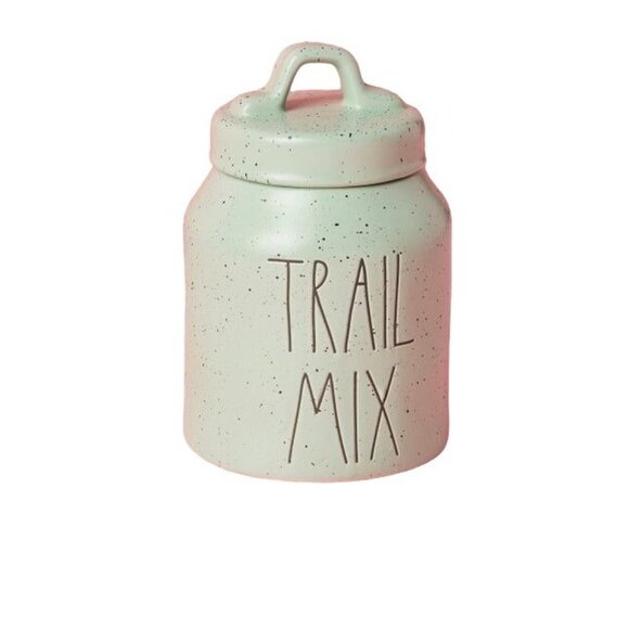 RAE DUNN 7.5in Trail Mix Canister 2022 Speckled Green - Picture 1 of 1